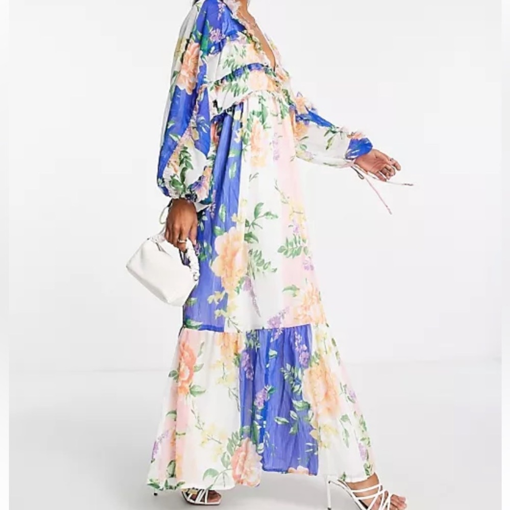 ASOS Design Long Sleeve Chiffon
Smock Midi Dress